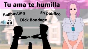 Domina puts a puppet on the cocky guy in party humiliation
