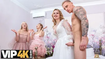 Lucky groom enjoys a wild foursome with his bride and her friends