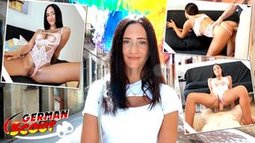 German scout Mina Moreno, natural tit girl cheats on her mate's lap
