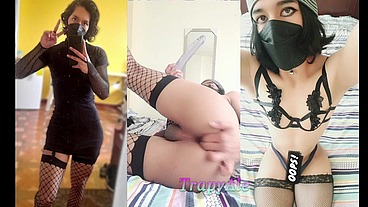 femboy TrapyAle passionately playing with her toys and lingerie in her room-- Compilation