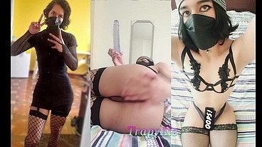 femboy TrapyAle passionately playing with her toys and lingerie in her room-- Compilation