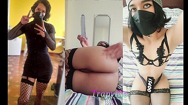 femboy TrapyAle passionately playing with her toys and lingerie in her room-- Compilation