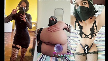 femboy TrapyAle passionately playing with her toys and lingerie in her room-- Compilation