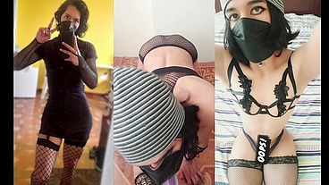 femboy TrapyAle passionately playing with her toys and lingerie in her room-- Compilation