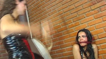 Transgender Nikki Montero dominates and punish TS Laisa Lins in a dungeon