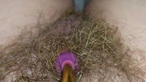 Big Hairy Cunt Trying Out A New Vibrator.