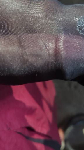 Captivating moment from "My cock rubbing against pantyhose and my pocket pussy."