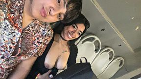 Sweet Mexican girl wanks in bus, calls boyfriend