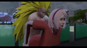 Sakura Cheats With Naruto Outdoors in Steamy Anime Adventure