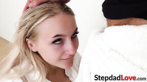 Naughty stepdaughter Sage Rabbit explores her sexuality with her step daddy