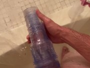 Insane Fleshlight Deepthroat in Shower