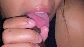 Delicious slow tongue play and deep blowjob
