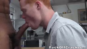 Horny ginger cracker gets filled with a large black cock