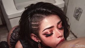 goth slut fucked in dirty public toilet - deepthroat & creampie[ai]