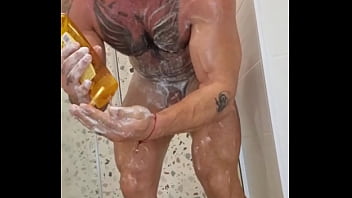 I take a SHOWER, shaking my DICK and WHIPPING my ass