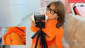 asmr intense ear licking pussy sounds and blowjob with velma dinkley from scooby doo cosplay try not to cum