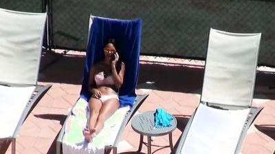 Curvy Latina picked up by hotel guest at the pool side and has sex with stranger in her room