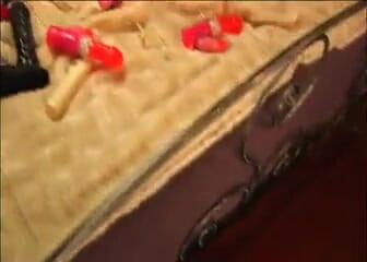 Lesbian Threesome Take Turns Taking Dildo in the Ass