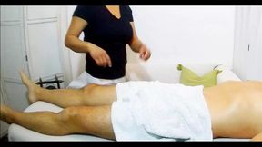 Asian MILF gives happy ending massage with handjob
