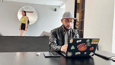 My Mexican wife surprises me with her new lingerie while I work and we end up fucking hard on the table!