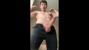hard jerking session without taking off my tight jeans