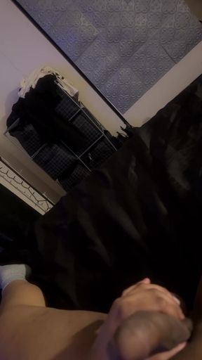 Chubby guy jerks his thick big BBC in solo pleasure session