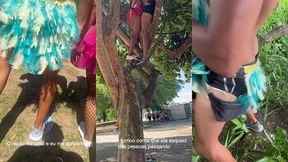 carnaval: foi em cima da arvore, no meio do bloco tomando na buceta e engolindo porra de desconhecido