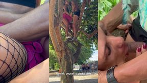 carnaval: foi em cima da arvore, no meio do bloco tomando na buceta e engolindo porra de desconhecido