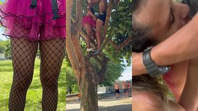 carnaval: foi em cima da arvore, no meio do bloco tomando na buceta e engolindo porra de desconhecido