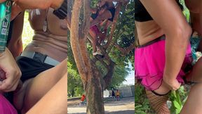 carnaval: foi em cima da arvore, no meio do bloco tomando na buceta e engolindo porra de desconhecido