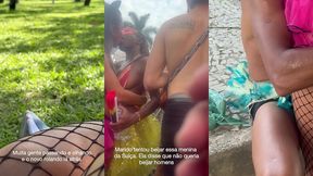 carnaval: foi em cima da arvore, no meio do bloco tomando na buceta e engolindo porra de desconhecido