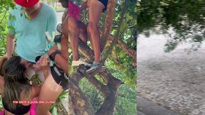 carnaval: foi em cima da arvore, no meio do bloco tomando na buceta e engolindo porra de desconhecido