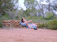 Sexy blonde babe Vega Vixen hot solo masturbation outdoors