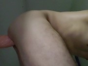 Riding massive 13 inch dildo extreme anal