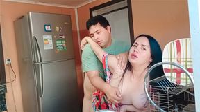 Mommy Gets Fucked in the Kitchen by Her Perverted Stepson