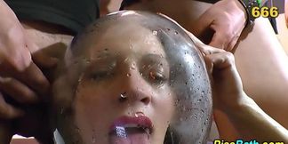 Piss Drinking Slut Gargles and Funnels Urine