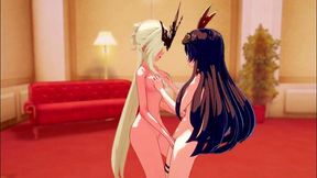 Amber and LaSignora have a steamy lesbian encounter in this Genshin