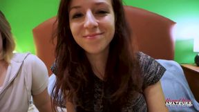 18yo teen BBW faith films 18yo Katie riding sucking cock licking ass with hairy pussy huge bush big tits on skinny teen
