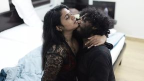 Hot Mallu couple gets nasty with black net and red bikini, butt&#x1F351; licking ensues