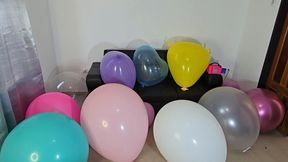 Good girl finishes off all her big balloons 24 and 36 inch