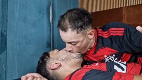 Two soccer players kissing passionately - BY CARLOS HERNANDES AND GABRIEL LEON - CLIP 4