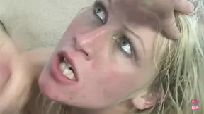 Big-chested blonde babe in a lusty threesome with two big cocks