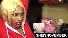 Freaky Cum Hungry Black Slut Sheisnovember Got Huge Saggy Titties And Nipples Fucked With Big Dick Then Big Hot Semen Shot Facial Painting Ejaculation On Her Large Red Lips, Cum Inside Her Mouth With Breasts, Brown Areolas Out By Msnovember