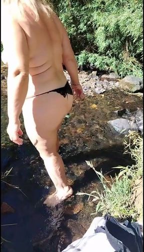 Stepmother Showing off Outdoors