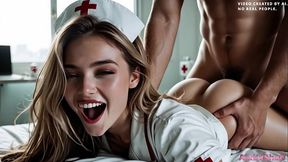 Curvy nurse with big 3D boobs gets fucked hard and filled with cum