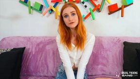 Blue Eyed Ginger Teen Scarlet Skies Demonstrates Her Skills In Her First Porn Casting