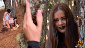 Latina milf Emma Anturin fucks hot teenage girl in the forest