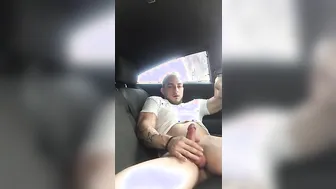Twink Jerks His Big Cock in a Car