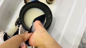 Shoes and feet in slime! Ripping shoes completely!