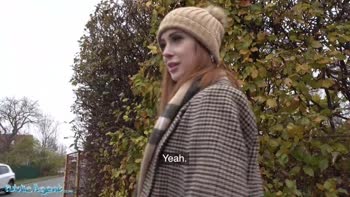 British Redhead Lenina Crowne's Real Public Fuck for a Luxurious Villa
